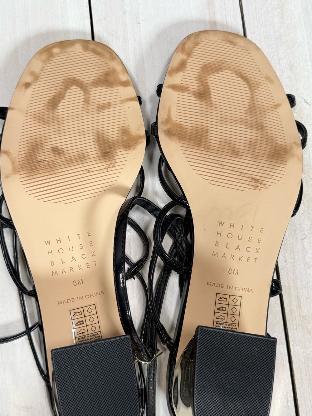 White House Black Market Black Strappy Sandal Heel Size 8 - Picture 5 of 7